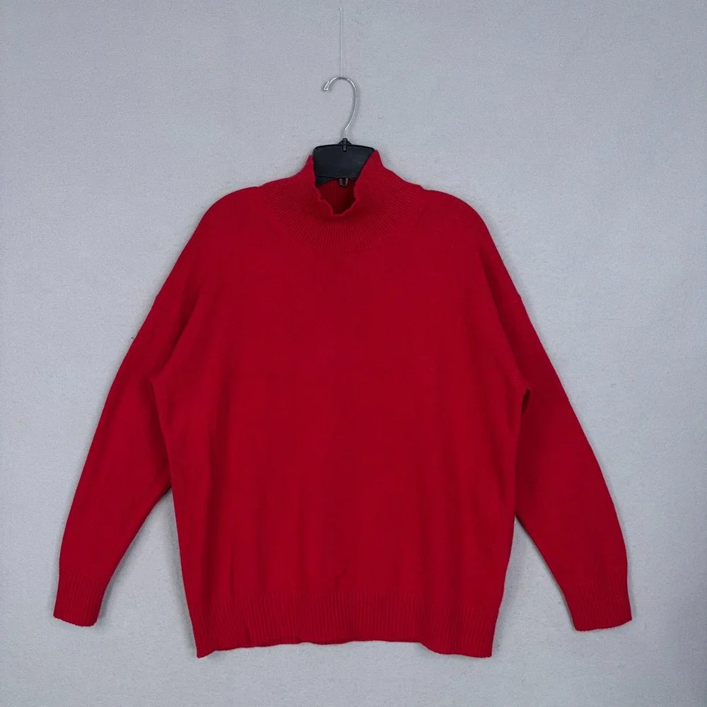 Banana Republic Sweater Mens Medium Red Mock Neck Cotton Blend Casual Preppy
